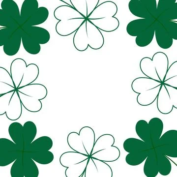 Abstract clover square frame border in trendy green with copyspace. Concept for Illustrazione stock