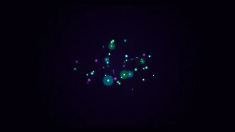 Abstract cluster of glowing neon particles floating against a dark background Stock-Footage 339615159