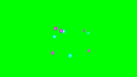 Abstract cluster of glowing pink and cyan circles on a bright green backgroun Stock Footage 341824102