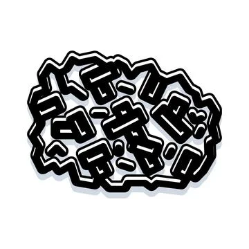 Abstract cluster of jagged black graphic shapes Stock Illustration