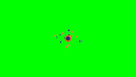 Abstract cluster of small dark blue and orange circles on a green background Vidéo 341821190