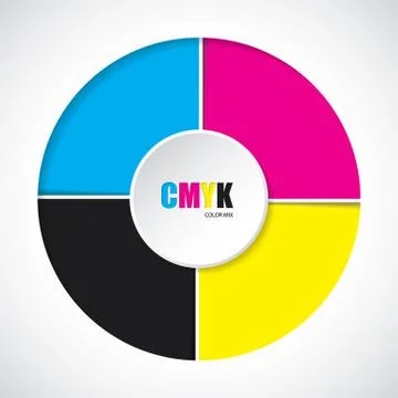 Abstract cmyk background with 3d button Stock-Illustration