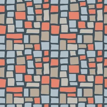 Abstract Cobble Bricks Seamless Pattern Texture Stock Illustration