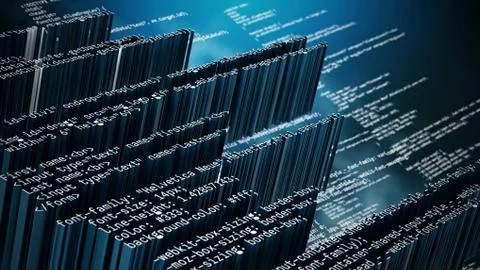 Abstract code background with blue color tones. 3D illustration Stock Illustration