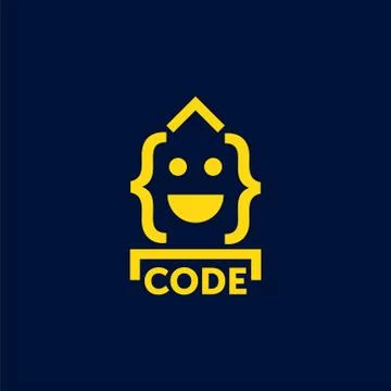 Abstract code icon logo design made of color pieces - various geometric shapes Stock Illustration