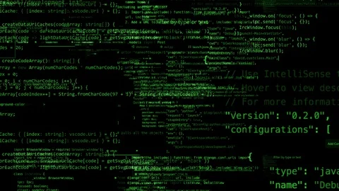 The abstract code moves in the virtual space. looped Stock Footage 89945408