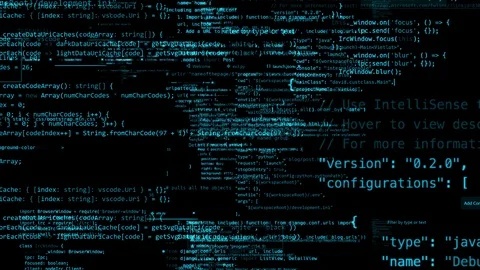 The abstract code moves in the virtual space. looped Stock Footage 89945450