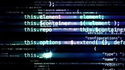 The abstract code moves in the virtual space. looped Stock Footage 90013948
