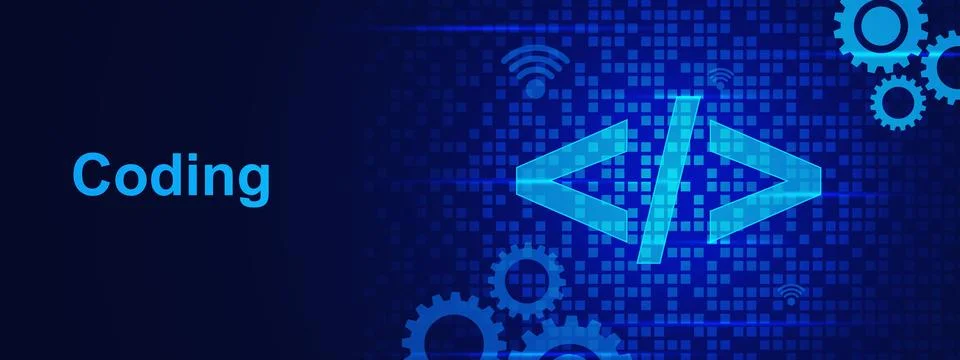 Abstract coding and programming banner background イラスト素材