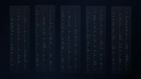Abstract Coding Animation with Scrolling JavaScript Source Code 库存影片 344829940