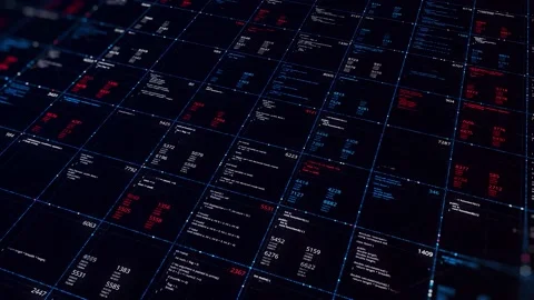Abstract coding wall with running data, seamless loop. Animation. Concept of Stock-Footage 146309516
