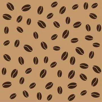 Abstract coffee beans pattern brown background Stock Illustration