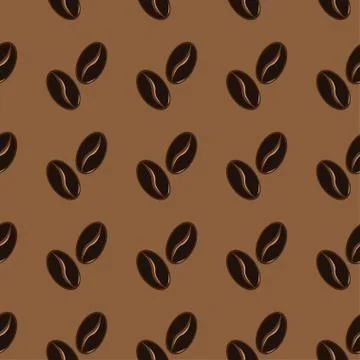 Abstract coffee beans pattern brown background Stock Illustration