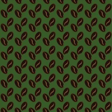 Abstract coffee beans pattern green background Stock Illustration