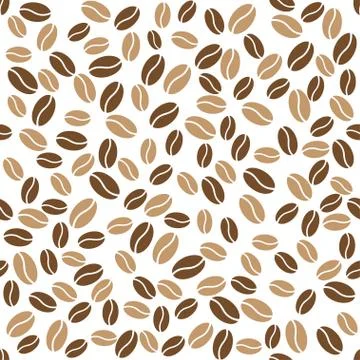 Abstract coffee beans pattern white background Stock Illustration