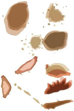 Abstract coffee stain collection in brown shades for organic beverage brandin Illustrazione stock