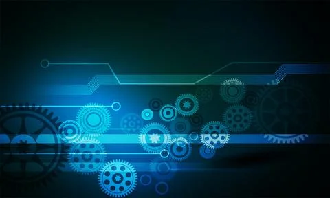 Abstract cogs binary technology background with polygon and lighting effect イラスト素材