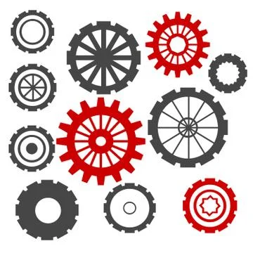 Abstract Cogs Isolated on White Background Stock Illustration