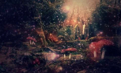 Abstract Collage Art - Deerman in Forest Stock Illustration