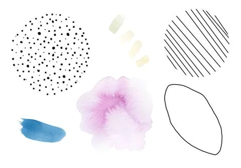 Abstract collage group. Unique decoration for mixed media idea, digital set Stock Illustration