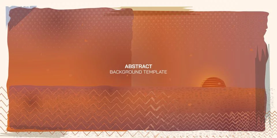 Abstract collage seascape sunset vector illustration. Decoration art with g.. Stock Illustration