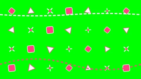 Abstract collection of pink geometric shapes arranged on a green background Stock Footage 341822412
