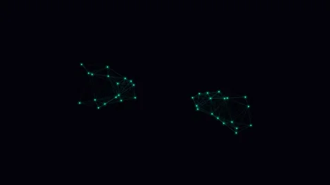 Abstract colon punctuation mark rendered as a glowing digital network nodes Stockbeeldmateriaal 338310860