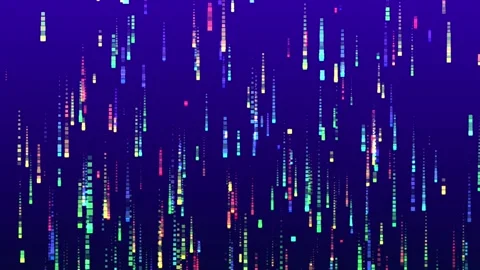 Abstract color animation of falling geometric shapes, squares. Particle flow Stock Footage 256913092