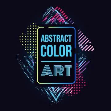 Abstract color art. Square text box. Bright halftone dots. and paint drops, n Stock Illustration