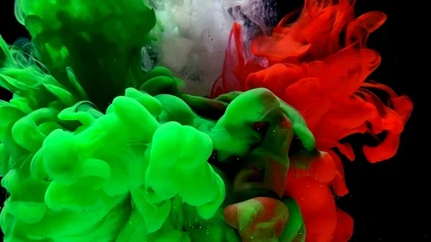 Abstract color background. Green, white and red watercolor ink Stock-Footage 124065553