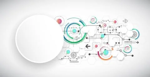 Abstract color background with various technological elements. Stock Illustration
