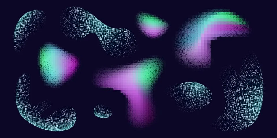 Abstract color bitmap shapes set Stock Illustration