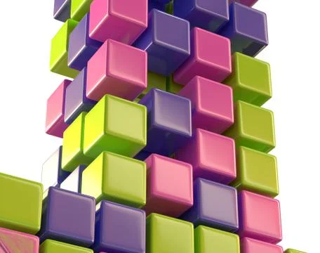 Abstract color cubes block array 3d illustration Stock Illustration
