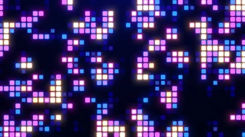 Abstract color digital background with glowing random dots and grid or neon Stock Footage 256912364