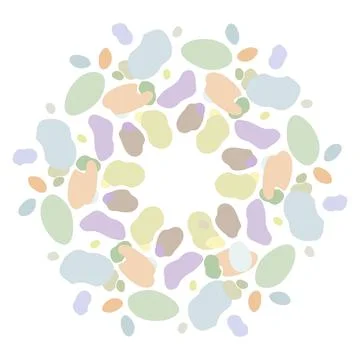 Abstract Color dots frame, border, circle made of Uneven blobs, drops, spots, Stock Illustration