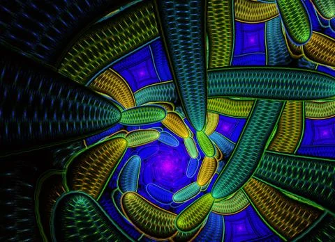 Abstract color dynamic background with lighting effect. Fractal art Stock Illustration