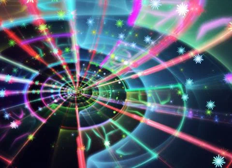 Abstract color dynamic background with lighting effect. Fractal art Stock Illustration