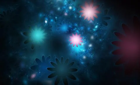 Abstract color dynamic textured background with lighting effect. Fractal art Stock Illustration