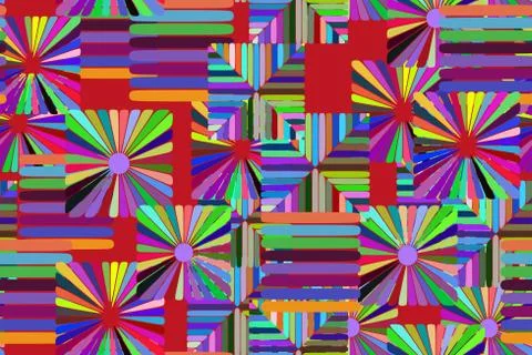 Abstract Color Elements Seamless Pattern 3D Illustration Stock Illustration