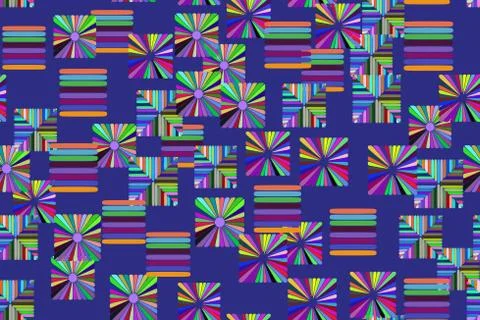Abstract Color Elements Seamless Pattern 3D Illustration Stock Illustration