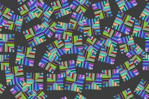 Abstract Color Elements Seamless Pattern 3D Illustration Stock Illustration