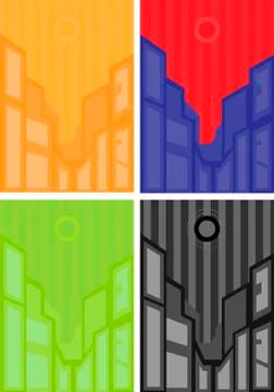 Abstract color figure with design elements. Four similar drawings of various Stock Illustration