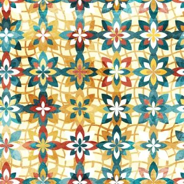 Abstract color flowers seamless pattern Stock Illustration