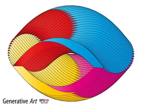 Abstract color generative art object vector Illustrazione stock
