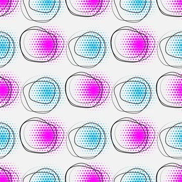 Abstract color geometric seamless pattern scribble circles texture. Hand draw Stock Illustration