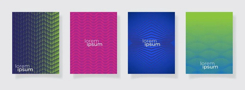 Abstract color gradient pattern texture book cover template vector set back.. Stock Illustration