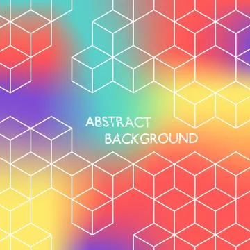 Abstract color hexagonal background. White cubes on colored background Stock Illustration
