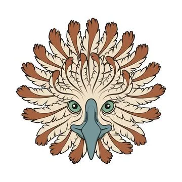 Abstract color illustration with eagle head and feathers Stock Illustration