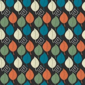 Abstract Color leafs seamless pattern.Retro color. Stock Illustration