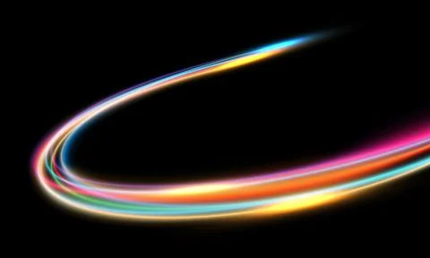 Abstract color light motion speed curve dynamic on black design modern future Stock Illustration